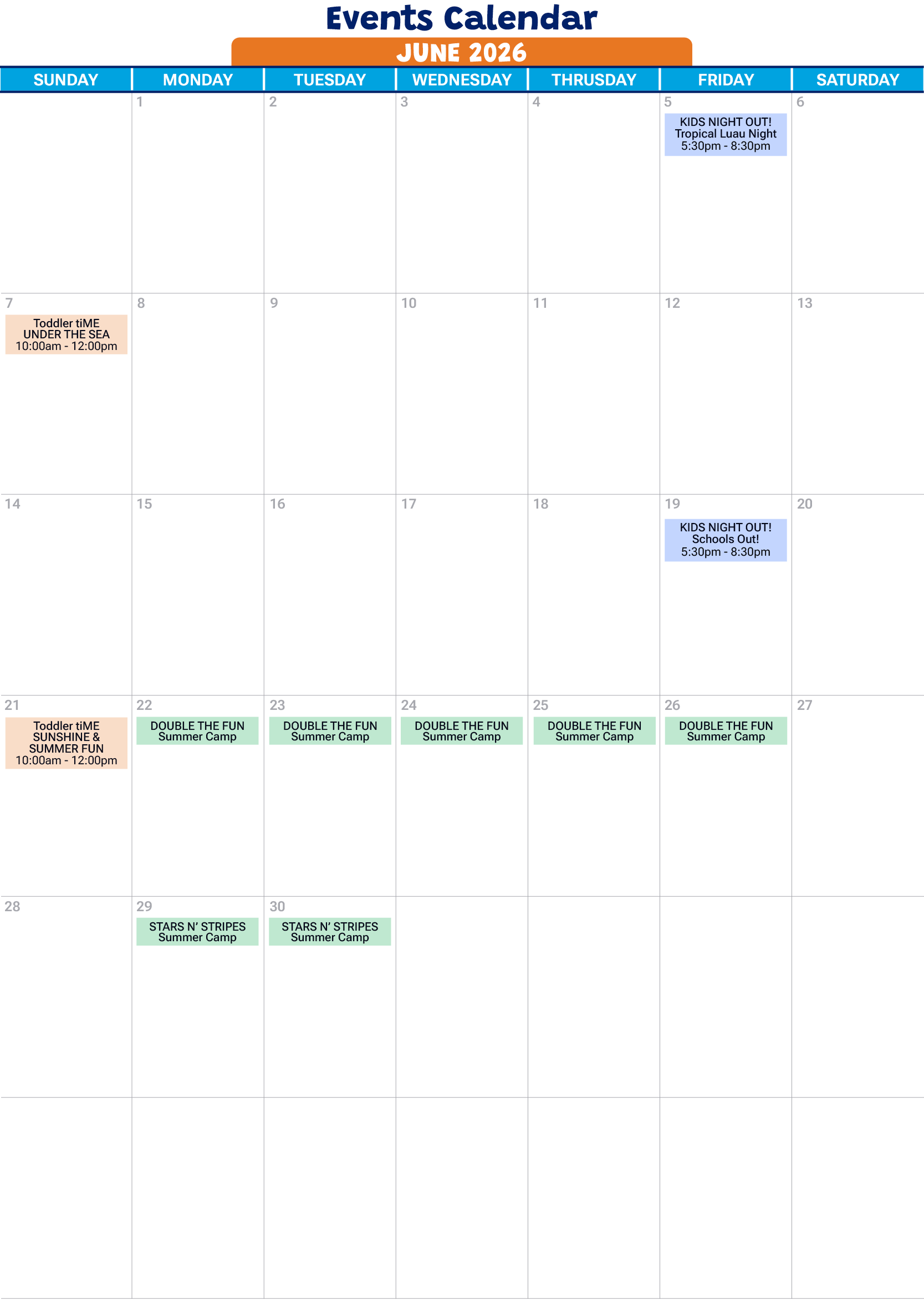 May 2026 events calendar