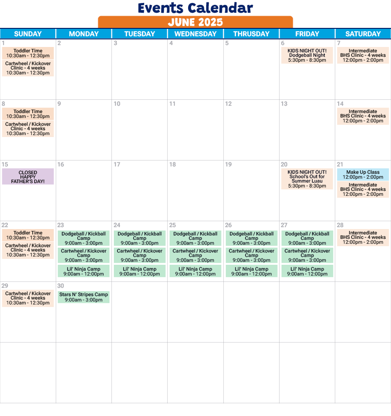 June 2025 events calendar