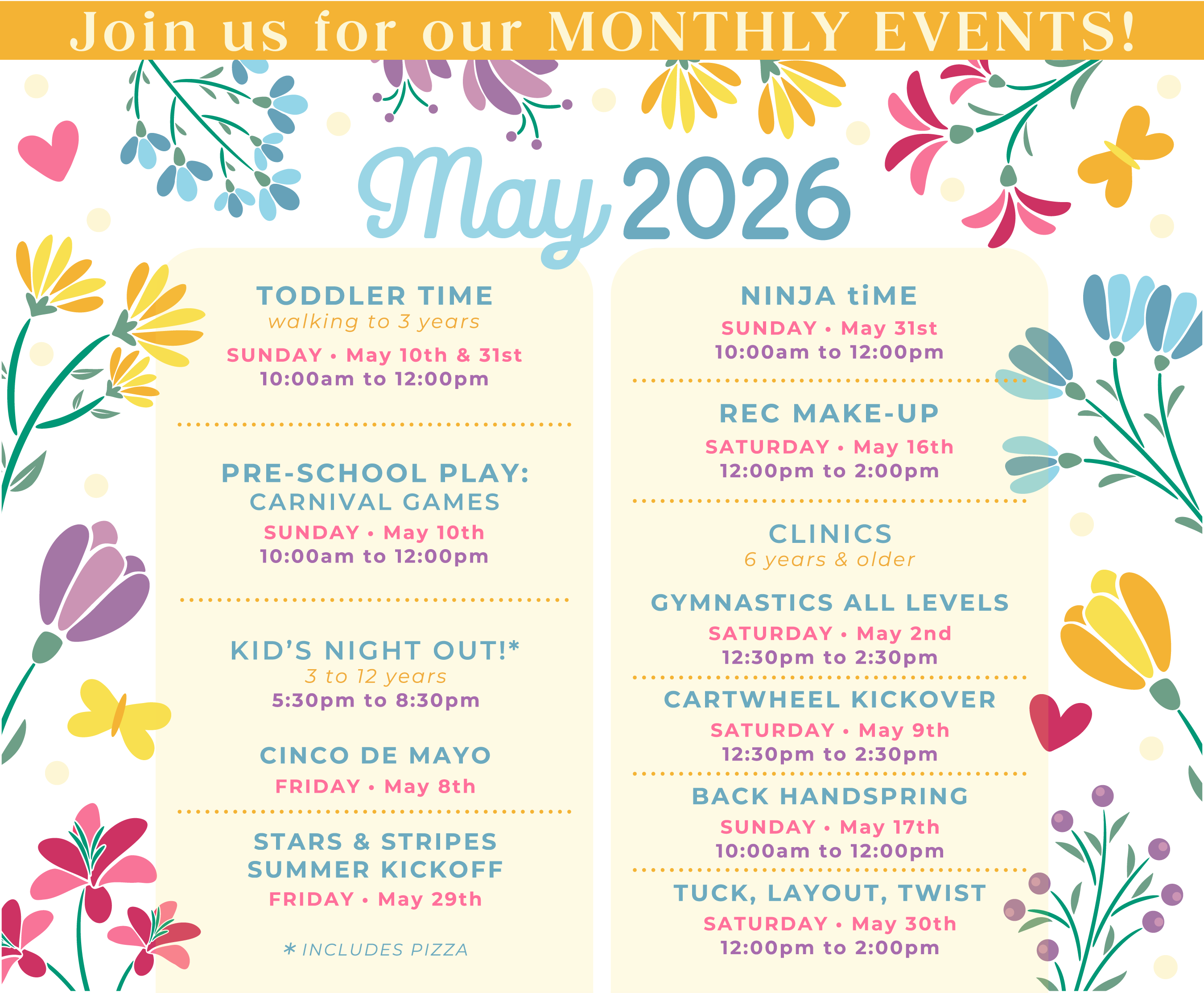 Monthly events
